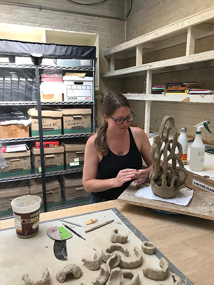 Kari Marboe during her fellowship at Greenwich House Pottery NYC, 2019. Photo Credit: Kaitlin McClure