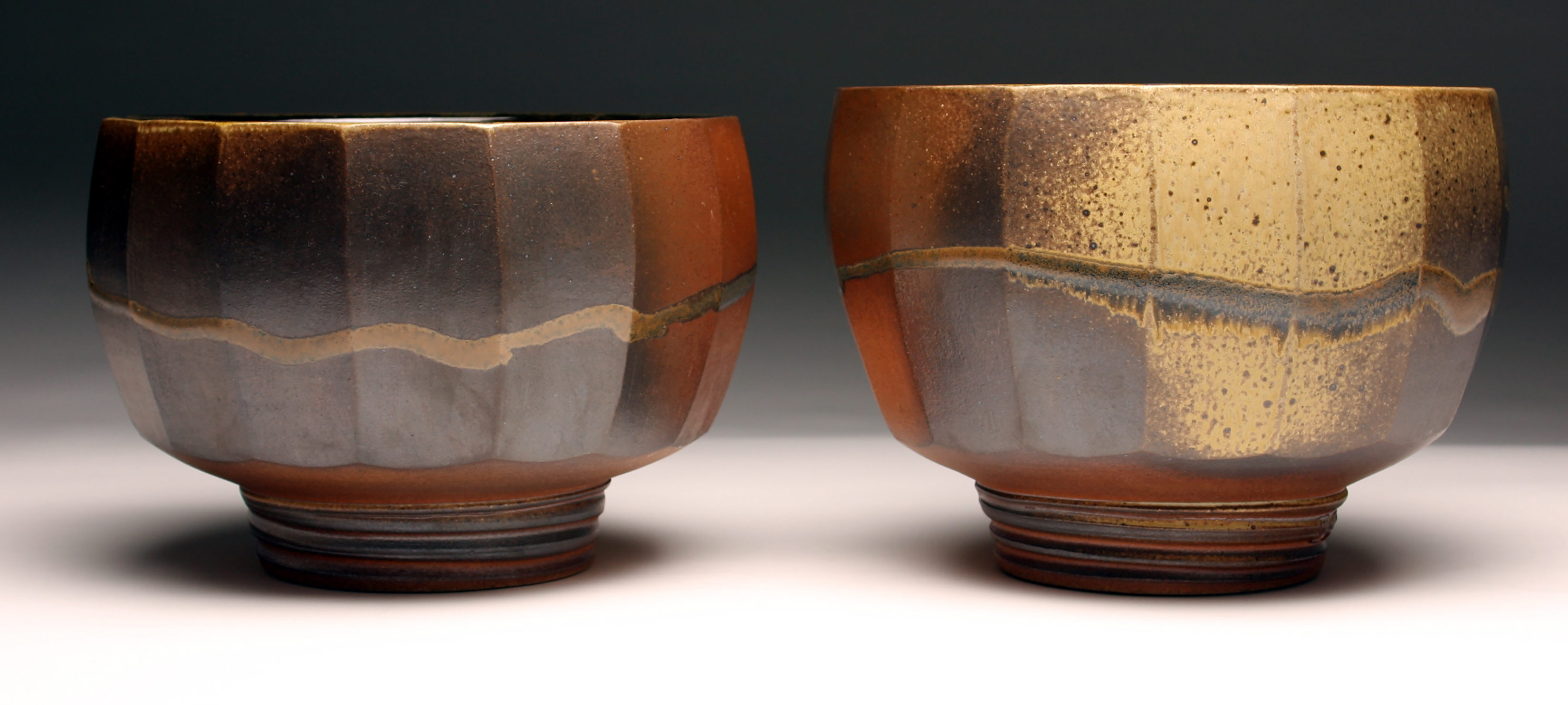 Gary Hatcher, Wood-fired, Faceted Bowls, 2013.