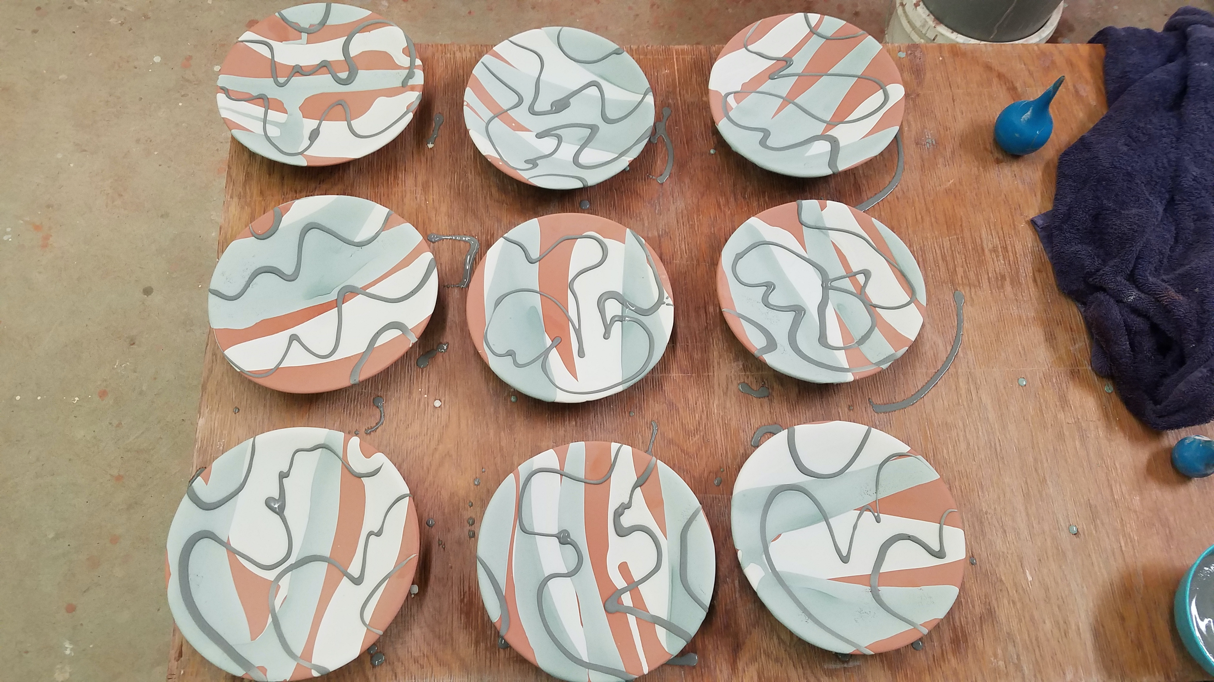 Daphne Roehr Hatcher, Glazed platters, 2019.