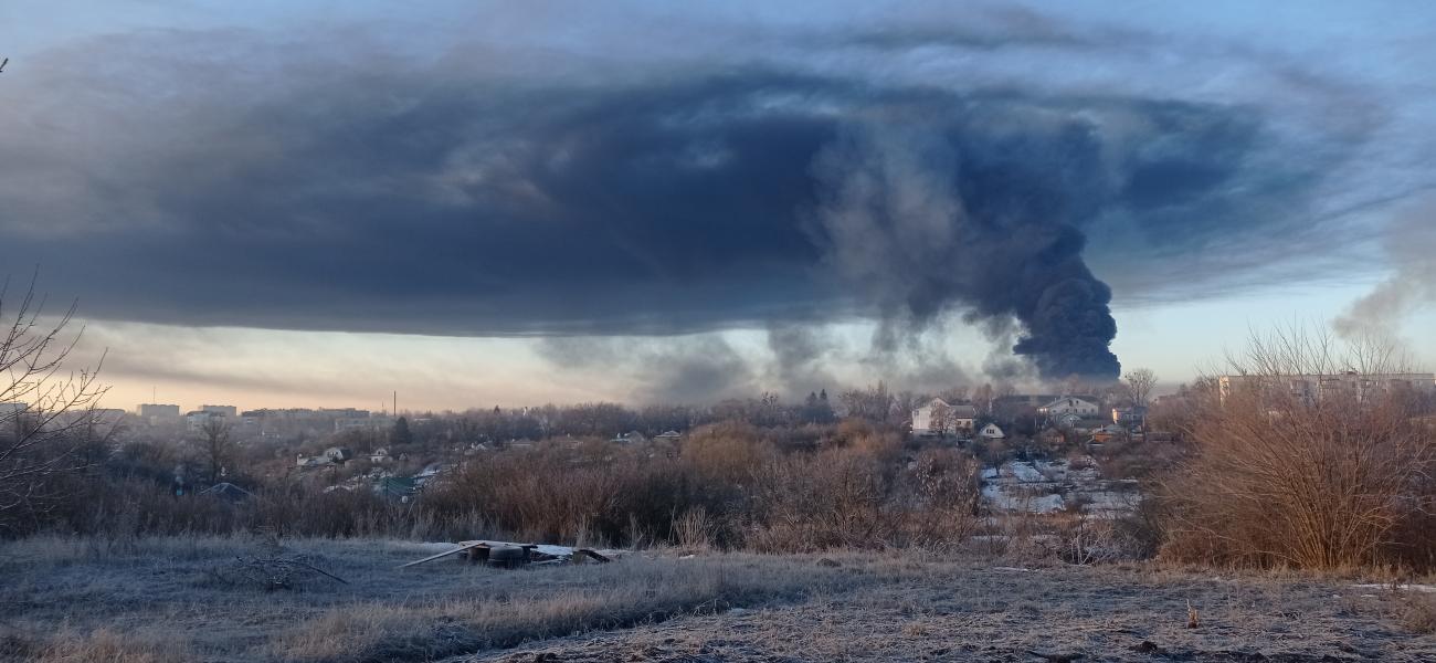 "I photographed this on the first day of the war. Now the  black funnel covers all of Ukraine" - Oleksandr Miroshnychenko