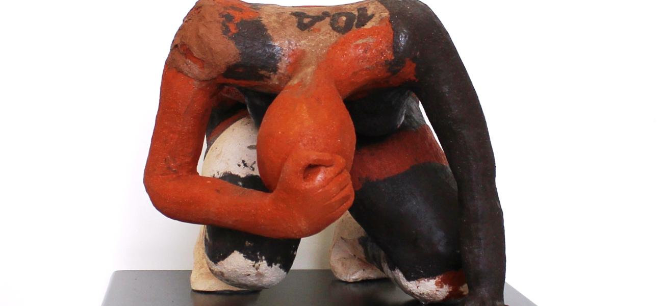 Olgu Sümengen Berker. ’10.4’ 2015. Colored chammotte clay, fired to 1120 C., 14 x 16 x 11 in. Photo by artist. 