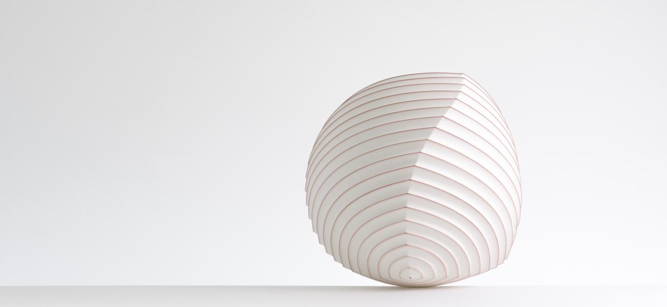 Mark Goudy, Origami Object (#1267), slip-cast unglazed porcelain and soluble metal salts (gold).