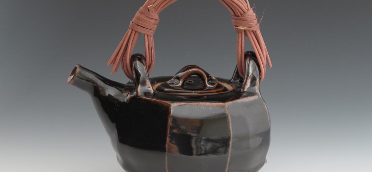 Gunda Stewart, tenmouku teapot with cane handle. 