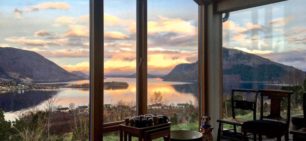 View from the interior of Helland-Hansen's studio in Seimsfoss, Norway, 2017.