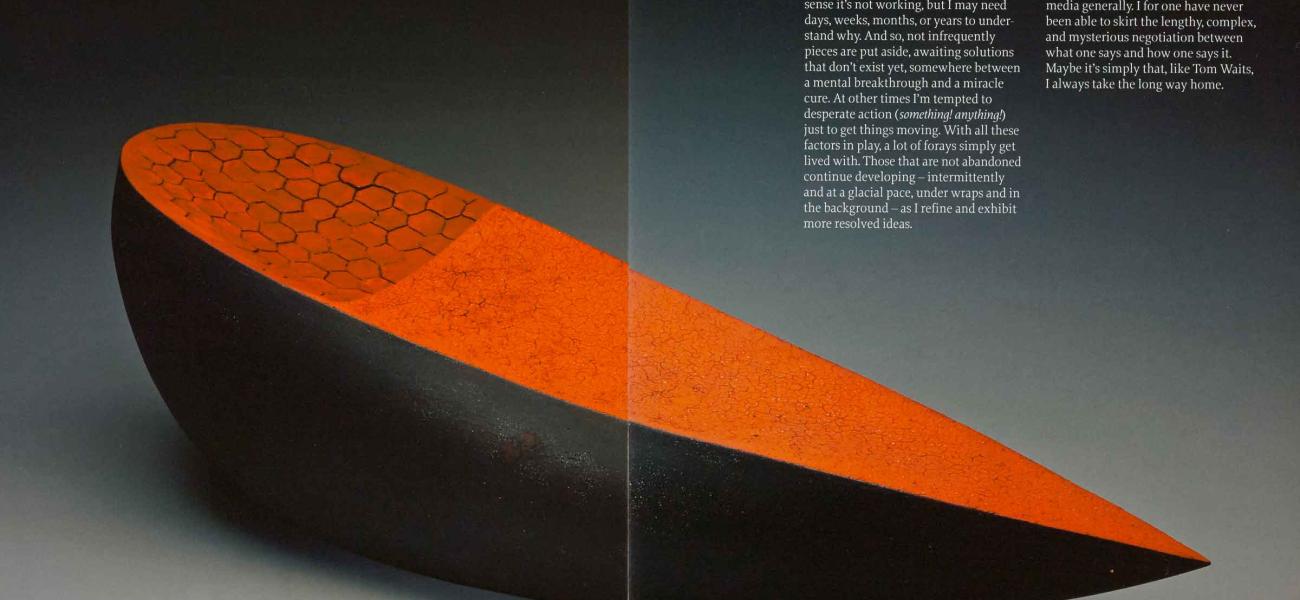 D.E.W., 2013. Ceramic, mixed media, 14 x 8 x 4 in. Photo courtesy Lacoste Gallery.