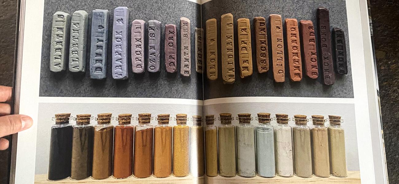 Wild Clay, by Matt Levy, Takuro Shibata, and Hitomi Shibata, 2022, page 90-91 featuring local pigments found by K. Jodi Gear.