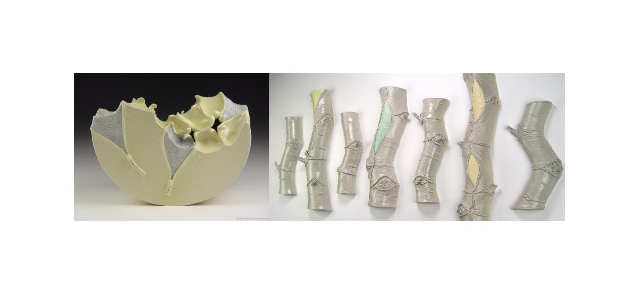 Julie K. Anderson. Left: Strumpet, 2015. Right: Complexions of an Ecosystem, 2015. 