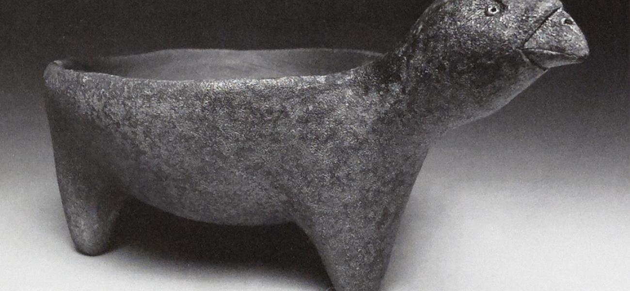 Animal Bowl, "Paul", 2009. Anagama-fired dark stoneware. 7 X 14 x 10 in.