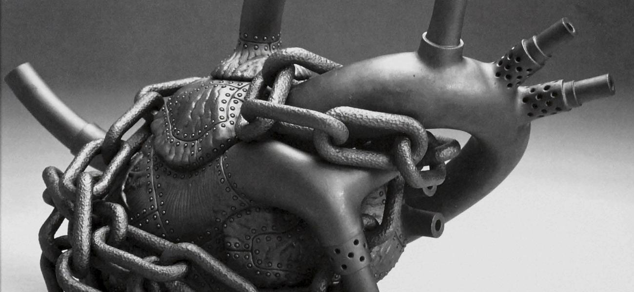 Heart Teapot: Hostage/Metamorphosis IV, 2006, from the Yixing Series. Stoneware, lustre. 7x12x6m. Collection of the Holter Museum of Art, Helena, MT