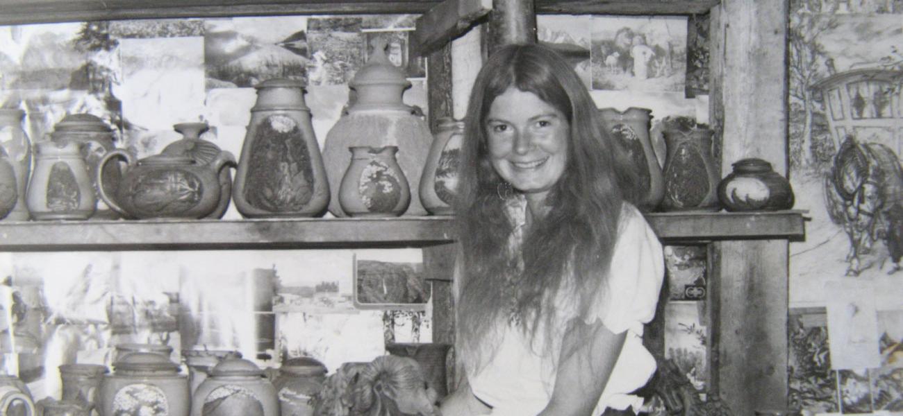 Pamela Nagley Stevenson with her early work, 1977.