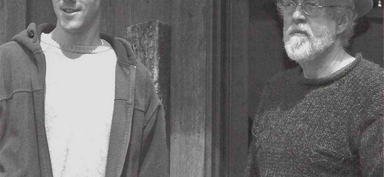 Potters Ryan Strobel and Dick Cooter at Guillermo Cuellar's studio. 