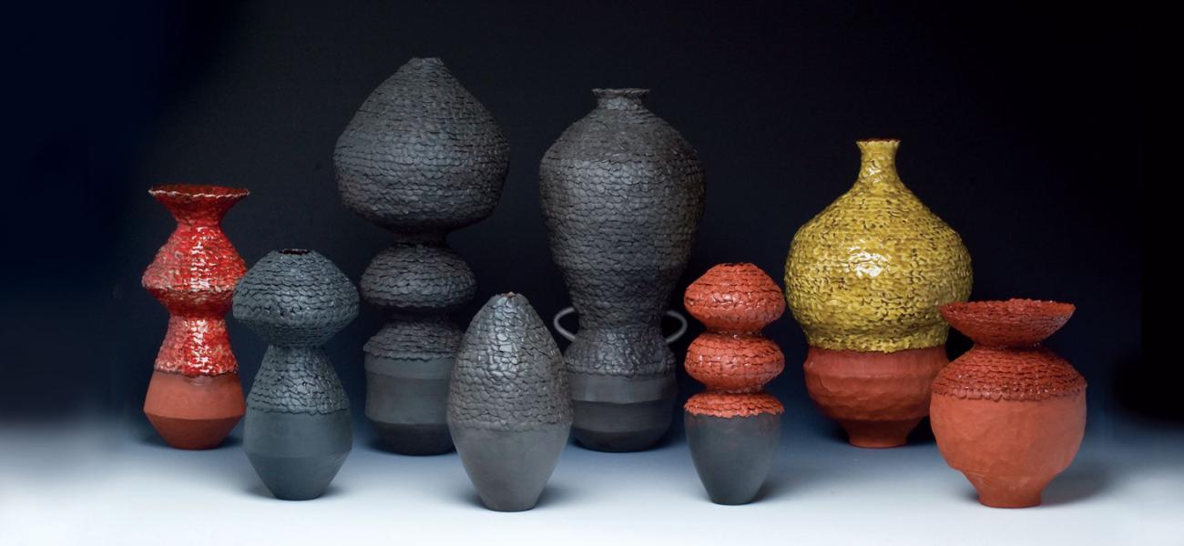 Conjoined Geographies, 2016. Pit-fired, hand-built earthenware with terra sigillata and glaze, 14 x 24 x 6 in. All photographs by the author.