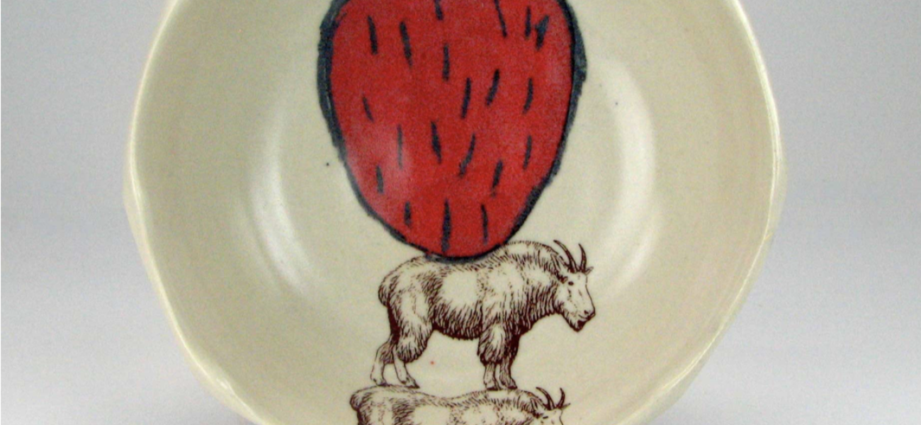 Ingredients, 2014. Porcelain and decals, 1.75 x 5.25 in. Photograph by Grace Sheese.