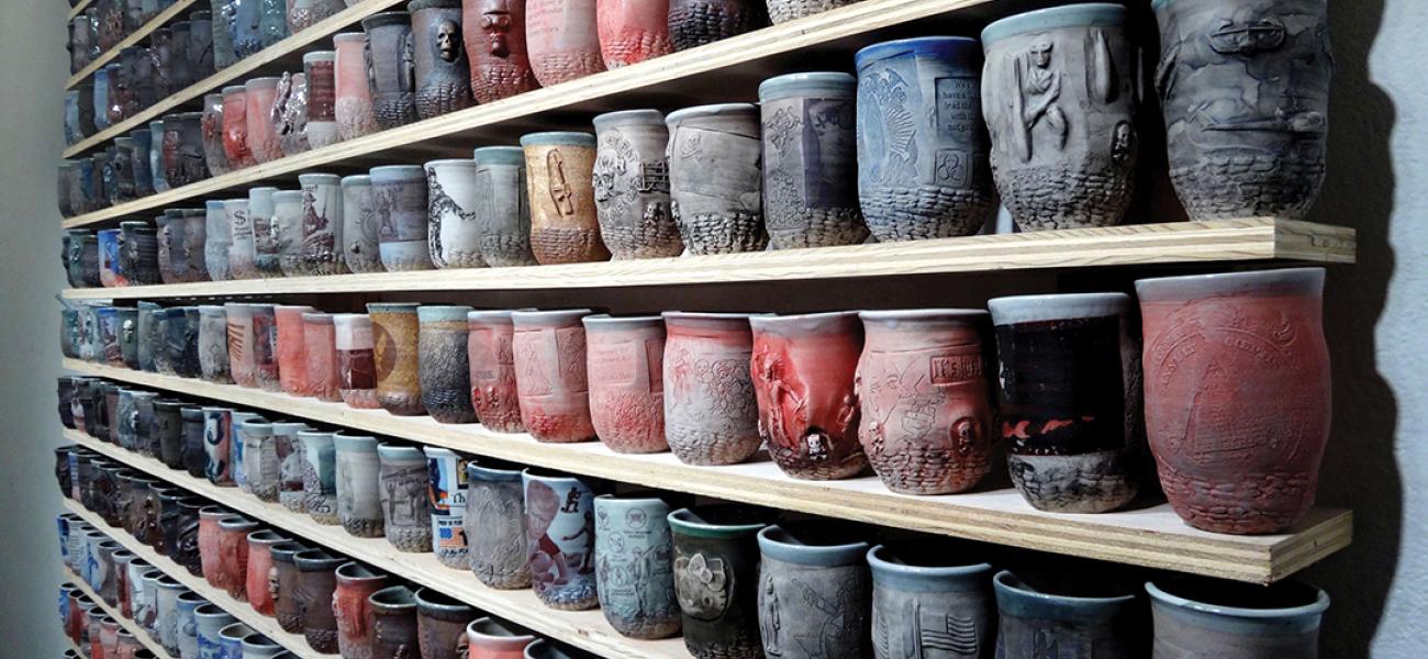 Ehren Tool. 416 of Thousands, 2016. Stoneware and underglaze. Shown in the 73rd Scripps College Ceramic Annual, curated by Joan Takama-Ogawa.