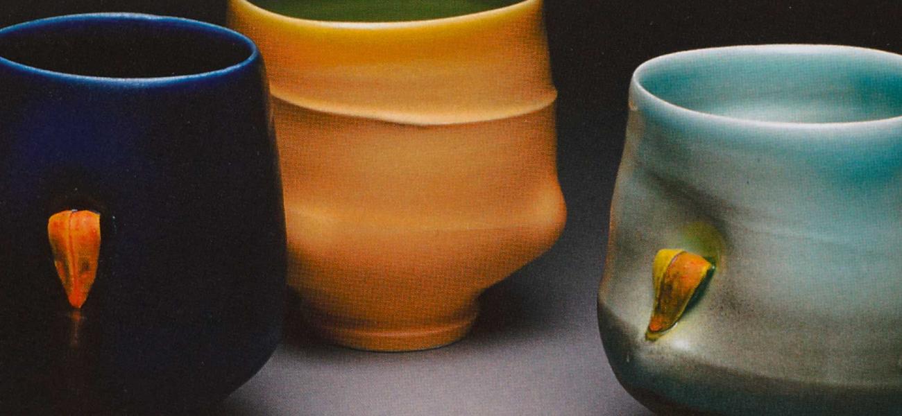Geoffrey Wheeler, Cups, porcelain, height, 4.5 in. each. 