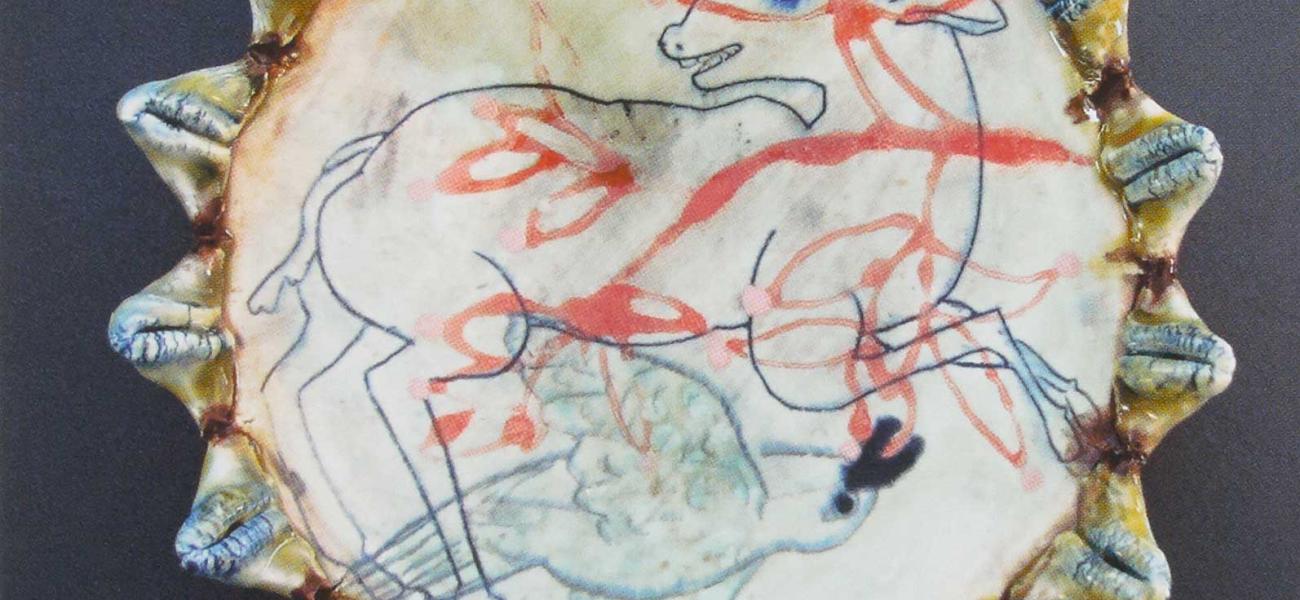 Deer Bird Plate, 2007. Pinched porcelain, 11 in. dia. 