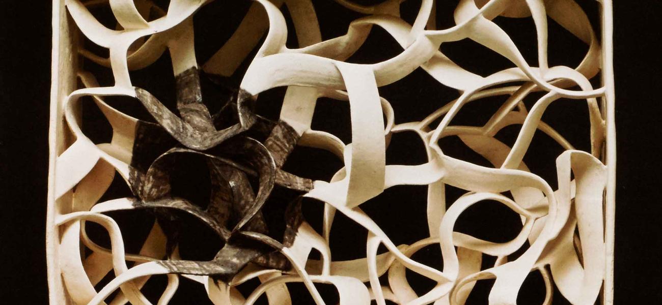 Casbon. Untitled, Ribbon, 2010. Earthenware paper clay, 32 x 8 x 25 in. Photograph by John Carlano.