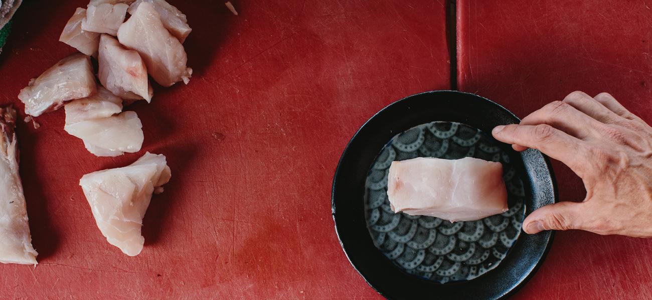 Wreckfish on a plate by Caitlynn Lancaster. All photographs by Andrew Thomas Lee, 2015.