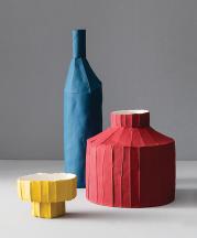 Paola Paronetto. Cartocci, 2018. Paper clay. Bottle height approx. 24 in. Photograph by Studio Auber.