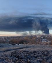 "I photographed this on the first day of the war. Now the  black funnel covers all of Ukraine" - Oleksandr Miroshnychenko