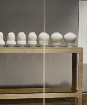 Del Harrow, Air_Breath, 2012. Slip cast porcelain, glaze, video, large drawing created using a graphite pencil attached to a CNC milling machine.