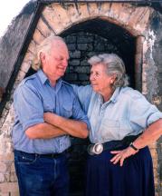 The Heinos in front of their salt kiln, Ojai, California, 1992. Photograph by Bill Dow.