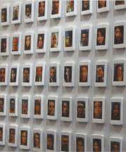 iPhone Portrait Series, 2007-8. Installation view, each piece 4.5 x 2.5 in.