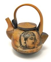 Seth Rainville. Where There Is Smoke, 2018. 10x7x4.5 in. Wood-fired porcelain with slips and glaze.