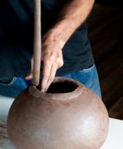 Santiago Isaza working in his home studio. January, 2019. Photo by author.
