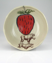 Ingredients, 2014. Porcelain and decals, 1.75 x 5.25 in. Photograph by Grace Sheese.