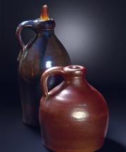 Albany slip-glazed Jugs, 19th century. Left, 9.5 x 5.5 in. Right, 7 x 7 in. Photo by Joseph Szalay.