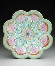 Shoko Teruyama. Flower Plate, 2017. Electric fired earthenware with sgraffito decoration. .5 x 9 x 9 in. Photograph courtesy of the artist. 