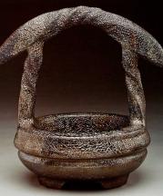 James C. Watkins. Double-Walled Basket, 2013. Saggar-fired with Cone 04 glaze, 16 x 14 in. Photograph by Jon Thompson.