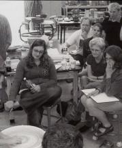 Kristen Kieffer demonstrating for the New Hampshire Potters Guild at Winnacunnet High School in September 2007.