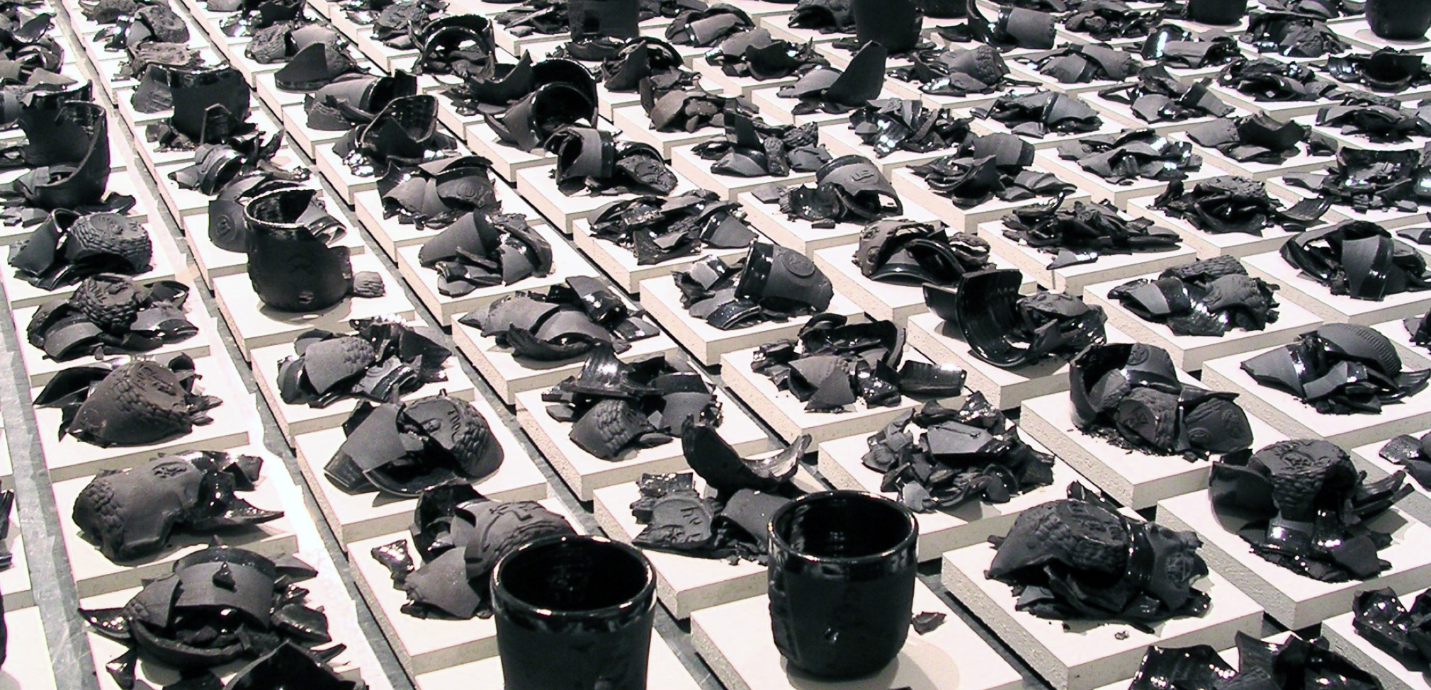 Ehren Tool, "393," glazed fired and shot; one for each US combat casualty the first year of the Iraq War also called the second Gulf War.